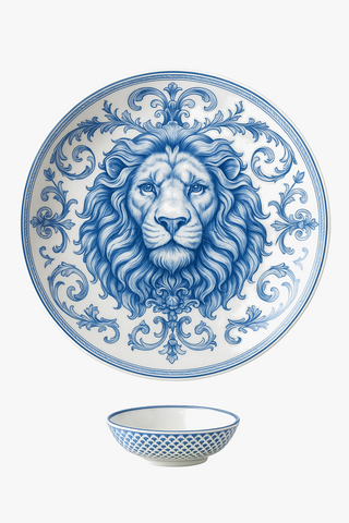 lion-motif ceramic wall plate