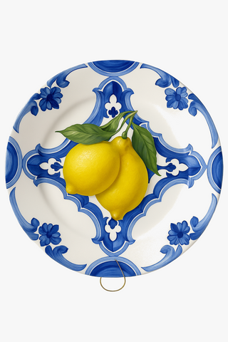 greek lemon-motif ceramic decorative plate