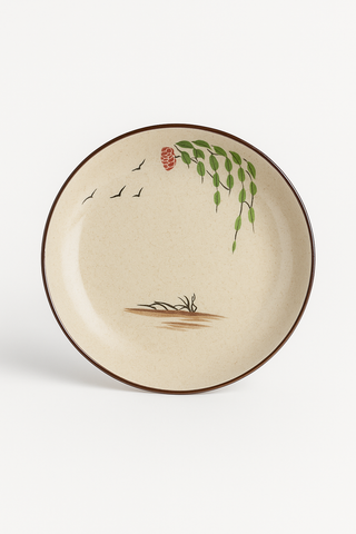 japanese floral-motif ceramic dessert plate