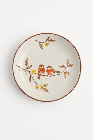 japanese floral-motif ceramic dessert plate