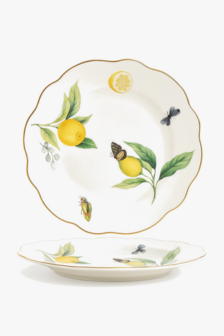 lemon-motif ceramic dinner plate