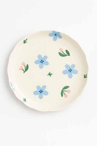 floral-motif ceramic dinner plate