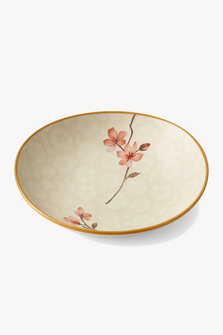 japanese floral-motif ceramic pasta bowl