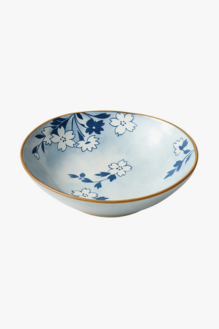 japanese floral-motif ceramic pasta bowl