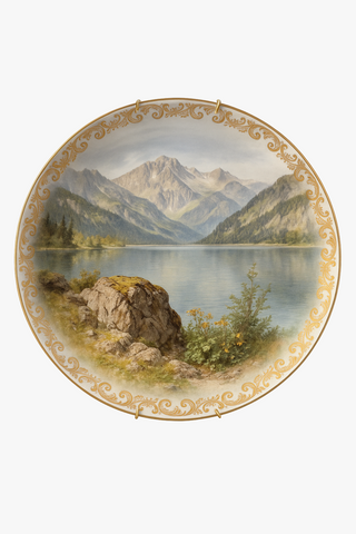 landscape-motif ceramic wall plate