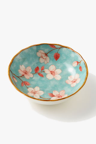 japanese floral-motif ceramic dinner plate