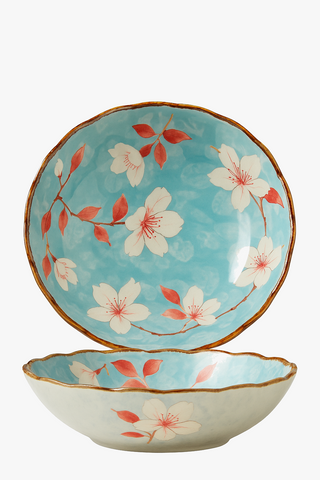 japanese floral-motif ceramic dinner plate