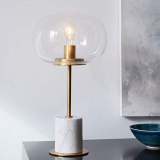 Marble sphere table lamp — glass globe golden stem elegant design
