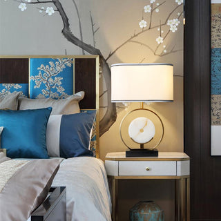 Circle table lamp opal stone — elegant contemporary accent light