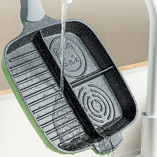 nonstick breakfast pan pfoa free granite stone heat resistant eco silicon handle angle view