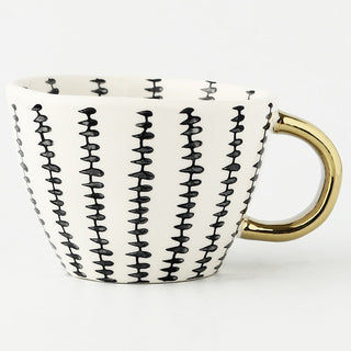 hand painted ceramic mugs luxury porcelain drinkware gold handle 350ml cup display view