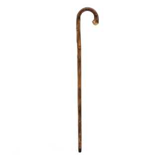 Chestnut root wood rubber tip handmade Italian walking stick close-up