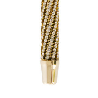 Crystal embellished wood shaft handmade Italian designer luxury walking cane handle detail