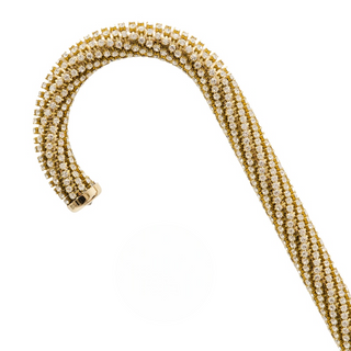 Crystal embellished wood shaft handmade Italian designer luxury walking cane side view