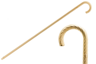 Luxury brass jeweled handle handmade Italian designer walking cane front view