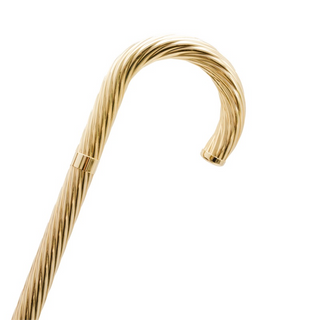 Luxury brass jeweled handle handmade Italian designer walking cane side view