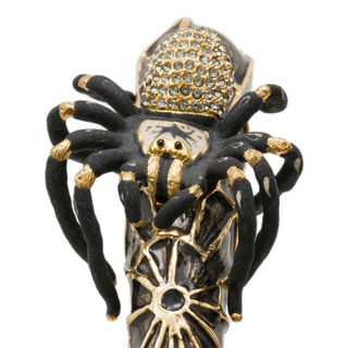 Tarantula handle Swarovski crystal wood shaft handmade Italian luxury walking cane angle view