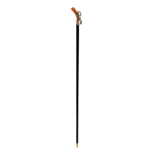 Scorpion handle polished wood shaft handmade Italian luxury walking cane close-up