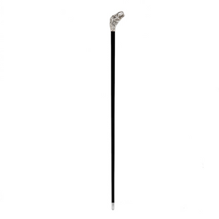 T-Rex head brass handle handmade Italian luxury walking stick close-up