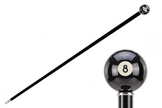 8-ball resin handle brass-tipped shaft handmade Italian luxury walking cane front view