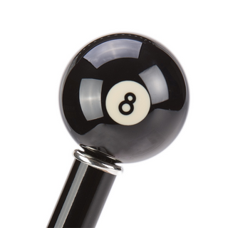 8-ball resin handle brass-tipped shaft handmade Italian luxury walking cane handle detail