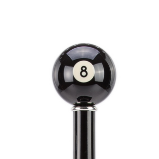 8-ball resin handle brass-tipped shaft handmade Italian luxury walking cane side view