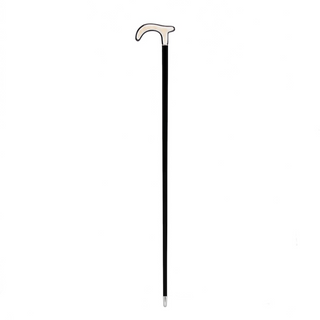 Classic wooden stick brass tip rubber grip handmade Italian walking cane close-up