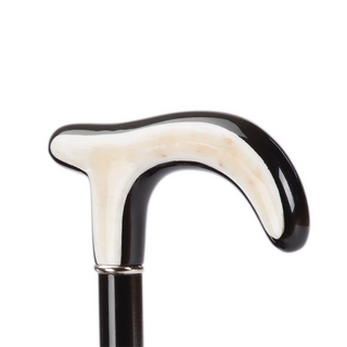 Classic wooden stick brass tip rubber grip handmade Italian walking cane handle detail