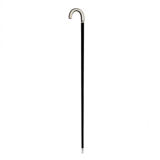 Curved polished wood shaft brass tip handcrafted Italian walking cane close-up