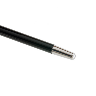 Curved polished wood shaft brass tip handcrafted Italian walking cane detail