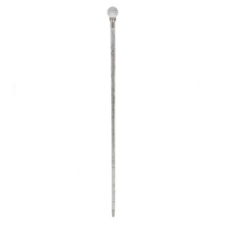 Crystal ball handle silver shaft brass end handmade Italian luxury walking cane close-up