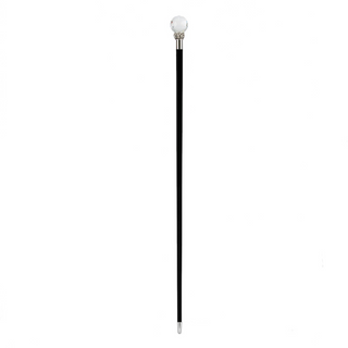 Crystal ball handle brass tip handmade Italian luxury walking cane close-up