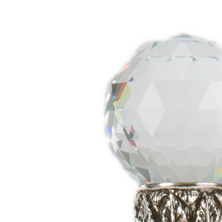 Crystal ball handle brass tip handmade Italian luxury walking cane handle detail