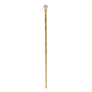 Crystal ball gold shaft rubber tip handmade Italian luxury walking cane close-up