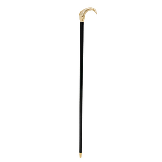 Golden fish handle brass tip handmade Italian designer walking stick close-up