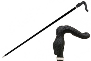Snake head rubberized handle handmade Italian luxury walking cane front view