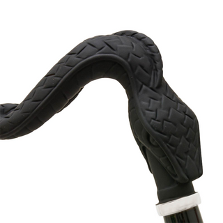 Snake head rubberized handle handmade Italian luxury walking cane handle detail