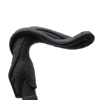 Snake head rubberized handle handmade Italian luxury walking cane side view