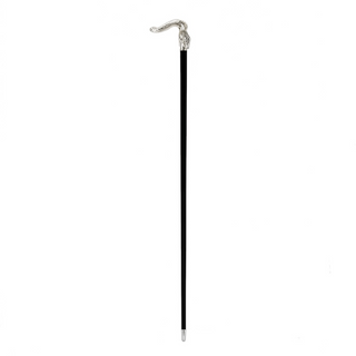 Snake head handle polished wood handmade Italian luxury walking cane close-up