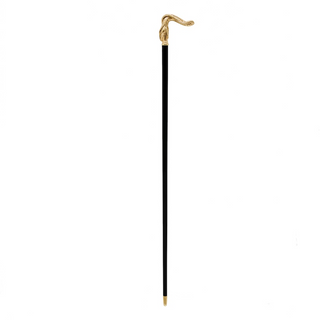 Golden snake metal handle handmade Italian luxury walking stick close-up