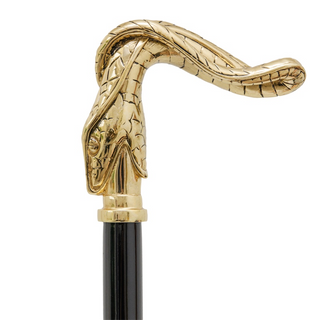 Golden snake metal handle handmade Italian luxury walking stick detail