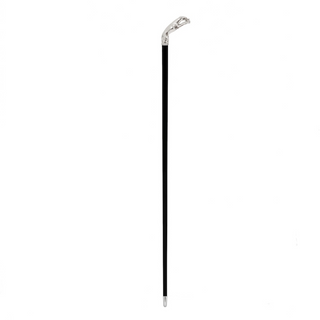 Silver greyhound handle brass rubber tip handmade Italian luxury walking cane close-up