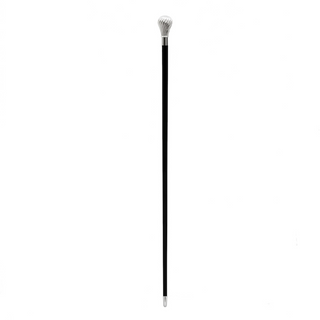 Silver knob wooden stick brass tip handmade Italian luxury walking cane close-up