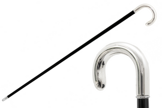 Silver dandy handle classic designer handmade Italian luxury walking cane front view