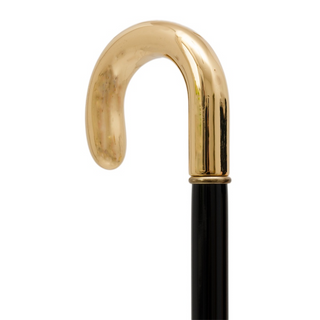 Gold handle polished wood shaft handmade Italian designer luxury walking cane detail