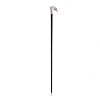 Wooden stick snake head handle brass end handmade Italian luxury walking cane close-up