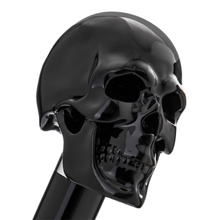 Black skull enameled handle handmade Italian luxury walking cane side view