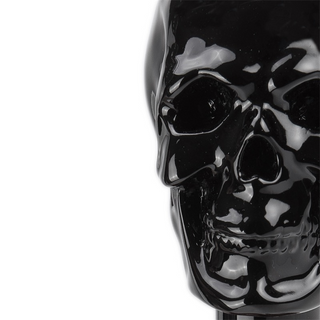 Black skull enameled handle handmade Italian luxury walking cane detail