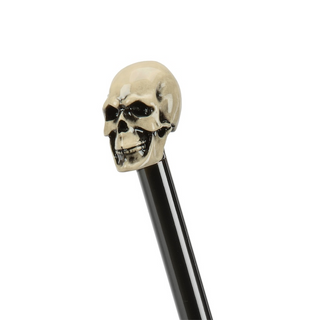 Bone skull enameled resin handle gothic handmade Italian luxury walking stick side view