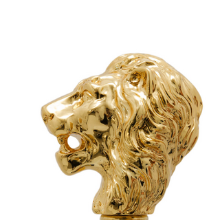 Lion head handle polished wood shaft handmade Italian luxury walking cane handle detail